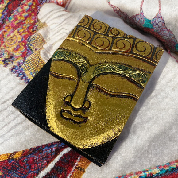 Vintage Y2K Pier One Imports Buddha Carved Wooden Jewelry Keepsake Trinket Box - Picture 1 of 9